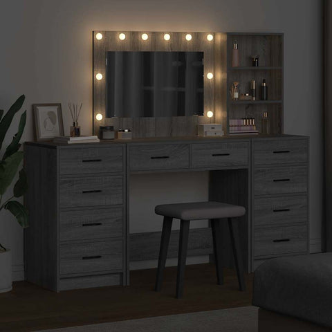 vidaXL Dressing Table 3 pcs Grey 40 x 41 x 135 cm Engineered wood