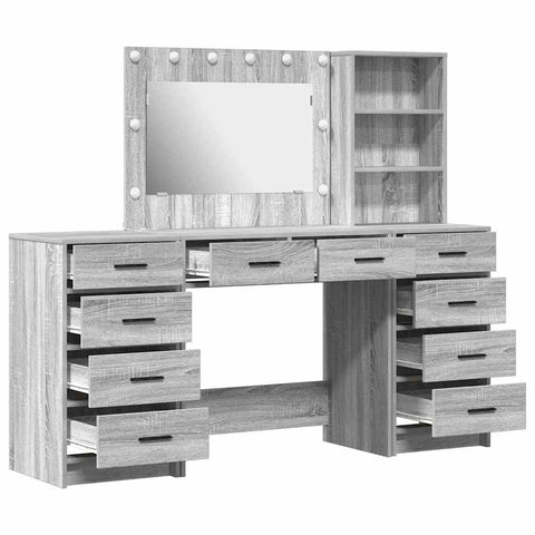 vidaXL Dressing Table 3 pcs Grey 40 x 41 x 135 cm Engineered wood