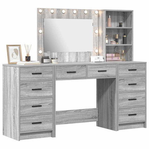 vidaXL Dressing Table 3 pcs Grey 40 x 41 x 135 cm Engineered wood