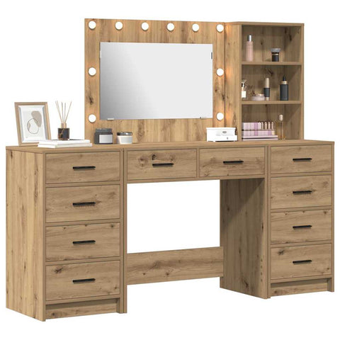 vidaXL Dressing Table 3 pcs Brown 40 x 41 x 135 cm Engineered wood