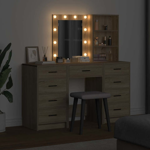 vidaXL Dressing Table 3 pcs Brown 40 x 41 x 135 cm Engineered wood