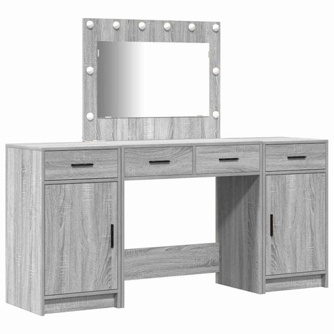 vidaXL Dressing Table 3 pcs Grey 40 x 41 x 75 cm Engineered wood