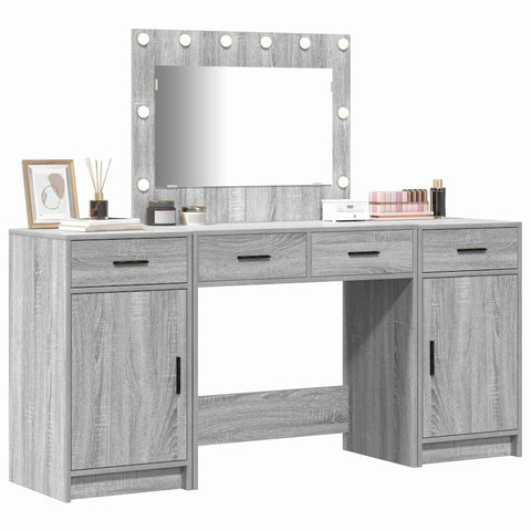 vidaXL Dressing Table 3 pcs Grey 40 x 41 x 75 cm Engineered wood