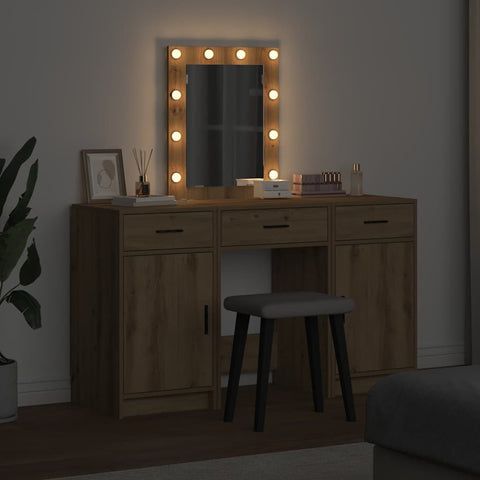 vidaXL Dressing Table with Door Brown 50 x 41 x 135 cm Engineered wood