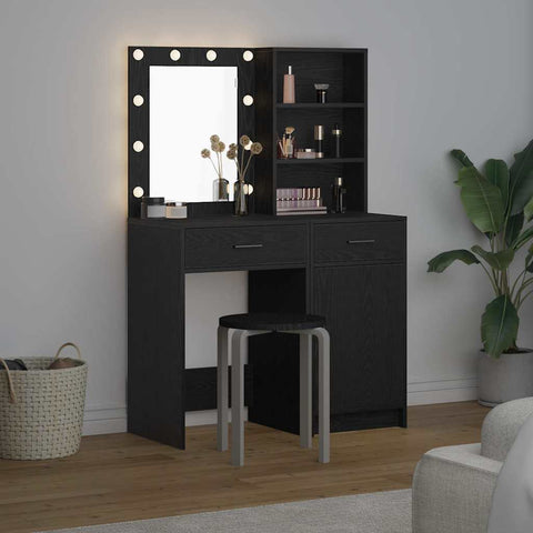 vidaXL Dressing Table Set with Drawer 2 pcs Black oak 50 x 41 x 135 cm