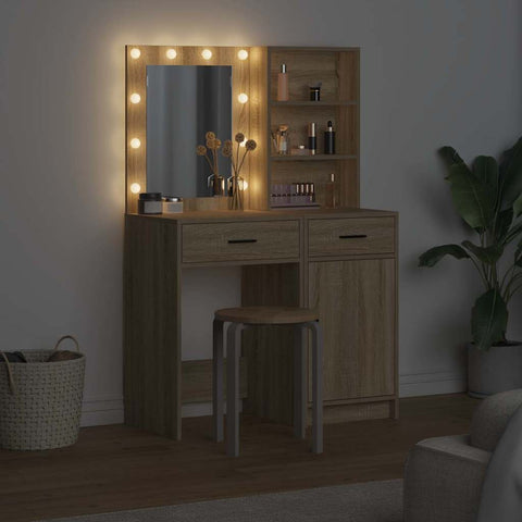 vidaXL Dressing Table Set with Shelf 2 pcs Sonoma Oak 50 x 41 x 135 cm