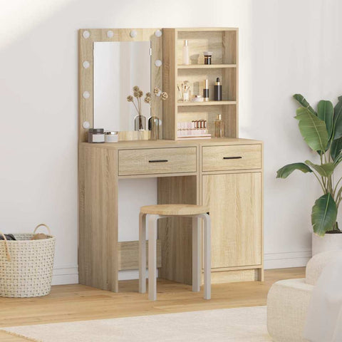 vidaXL Dressing Table Set with Shelf 2 pcs Sonoma Oak 50 x 41 x 135 cm