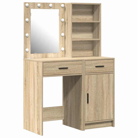 vidaXL Dressing Table Set with Shelf 2 pcs Sonoma Oak 50 x 41 x 135 cm