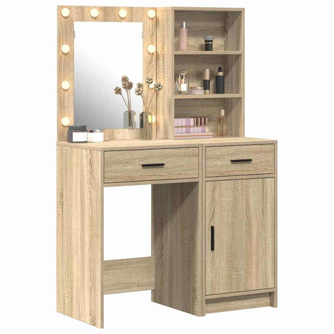 vidaXL Dressing Table Set with Shelf 2 pcs Sonoma Oak 50 x 41 x 135 cm