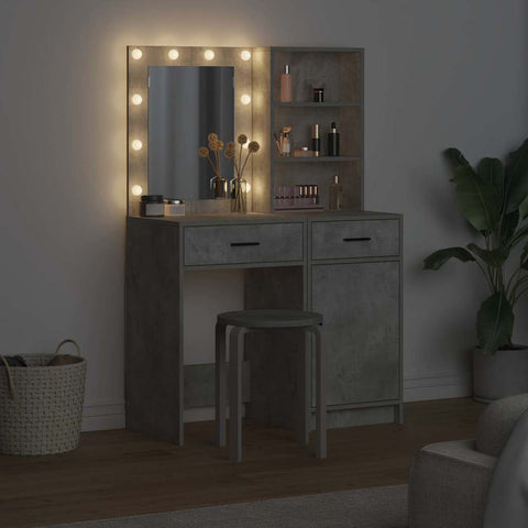 vidaXL Dressing Table Set 2 pcs Concrete Grey 50 x 41 x 135 cm