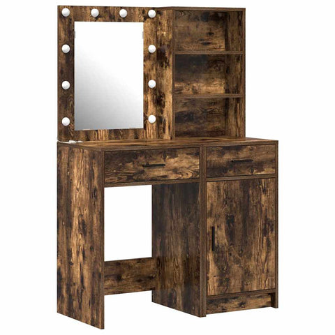 vidaXL Dressing Table Set with Shelf 2 pcs Smoked Oak 50 x 41 x 135 cm