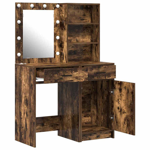 vidaXL Dressing Table Set with Shelf 2 pcs Smoked Oak 50 x 41 x 135 cm