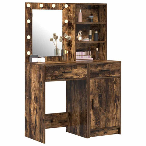 vidaXL Dressing Table Set with Shelf 2 pcs Smoked Oak 50 x 41 x 135 cm