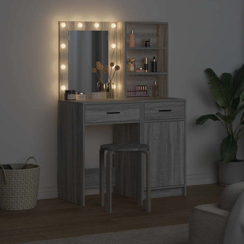 vidaXL Dressing Table Set with Door 2 pcs Grey sonoma 50 x 41 x 135 cm