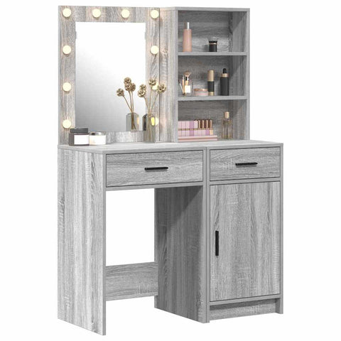 vidaXL Dressing Table Set with Door 2 pcs Grey sonoma 50 x 41 x 135 cm