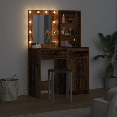 vidaXL Dressing Table Set with Drawer 2 pcs Old wood 50 x 41 x 135 cm