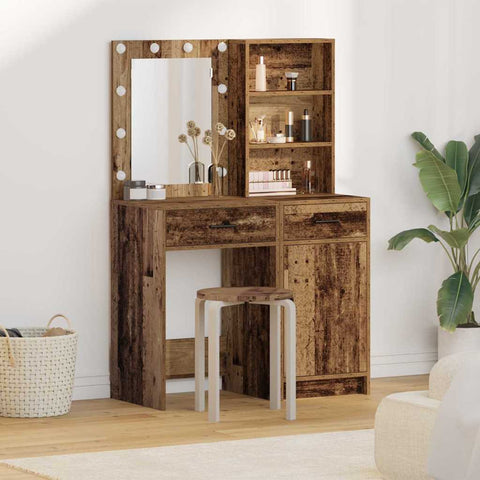 vidaXL Dressing Table Set with Drawer 2 pcs Old wood 50 x 41 x 135 cm