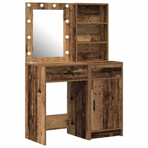 vidaXL Dressing Table Set with Drawer 2 pcs Old wood 50 x 41 x 135 cm