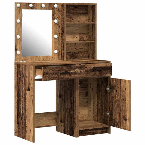 vidaXL Dressing Table Set with Drawer 2 pcs Old wood 50 x 41 x 135 cm