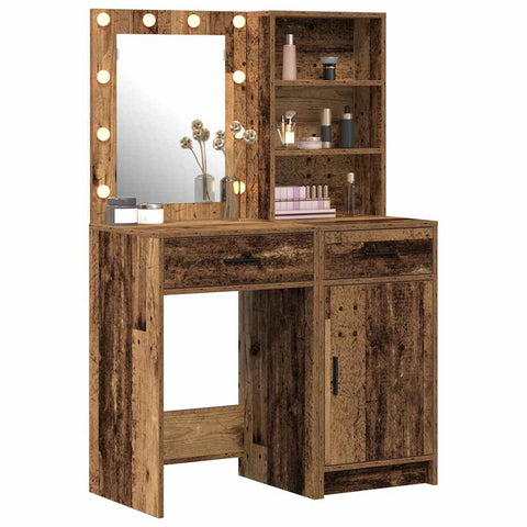 vidaXL Dressing Table Set with Drawer 2 pcs Old wood 50 x 41 x 135 cm