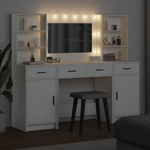 vidaXL Dressing Table Set with Drawer 3 pcs White 78.5 x 41 x 135 cm