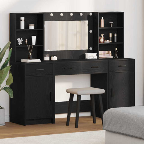 vidaXL Dressing Table Set with Door 3 pcs Black oak 78.5 x 41 x 135 cm