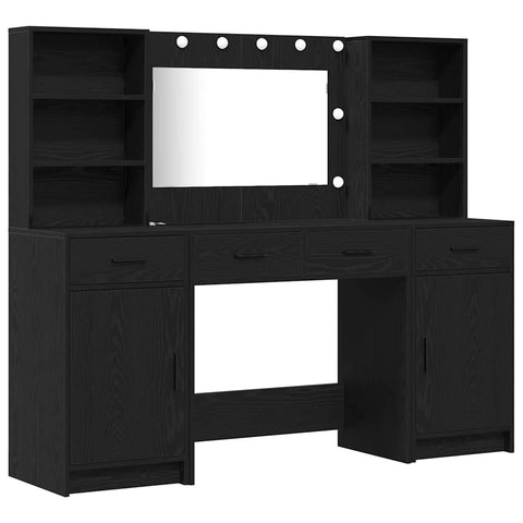 vidaXL Dressing Table Set with Door 3 pcs Black oak 78.5 x 41 x 135 cm