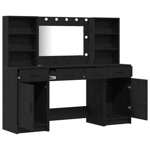 vidaXL Dressing Table Set with Door 3 pcs Black oak 78.5 x 41 x 135 cm