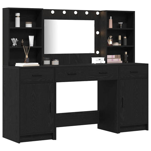vidaXL Dressing Table Set with Door 3 pcs Black oak 78.5 x 41 x 135 cm