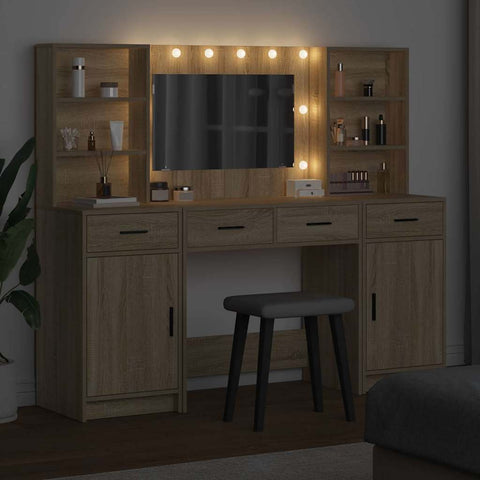 vidaXL Dressing Table Set 3 pcs Sonoma Oak 78.5 x 41 x 135 cm