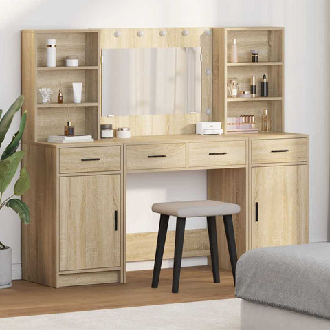 vidaXL Dressing Table Set 3 pcs Sonoma Oak 78.5 x 41 x 135 cm