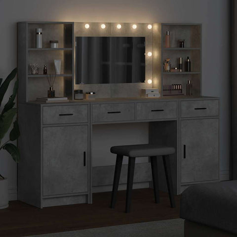 vidaXL Dressing Table Set 3 pcs Concrete Grey 78.5 x 41 x 135 cm