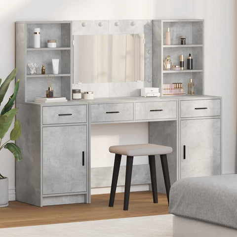 vidaXL Dressing Table Set 3 pcs Concrete Grey 78.5 x 41 x 135 cm