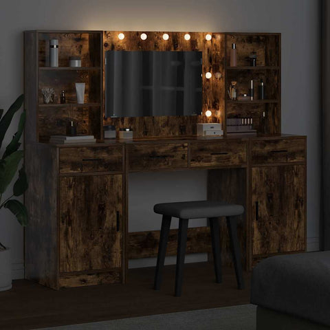 vidaXL Dressing Table Set 3 pcs Smoked Oak 78.5 x 41 x 135 cm