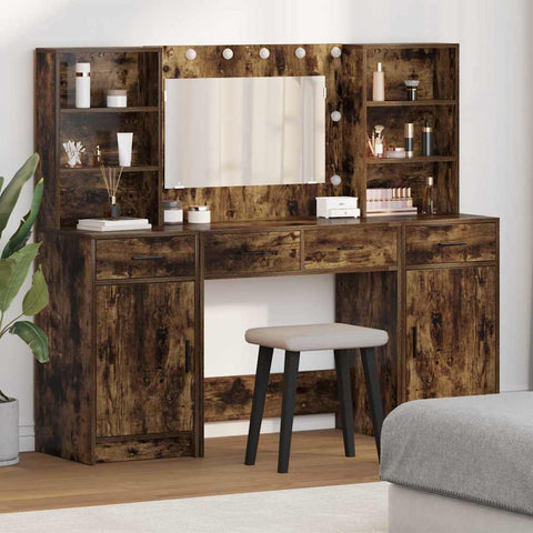 vidaXL Dressing Table Set 3 pcs Smoked Oak 78.5 x 41 x 135 cm