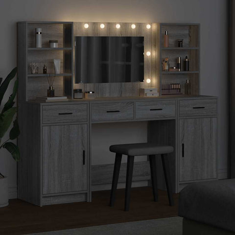 vidaXL Dressing Table Set 3 pcs Grey sonoma 78.5 x 41 x 135 cm