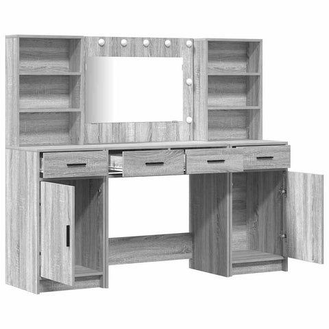 vidaXL Dressing Table Set 3 pcs Grey sonoma 78.5 x 41 x 135 cm