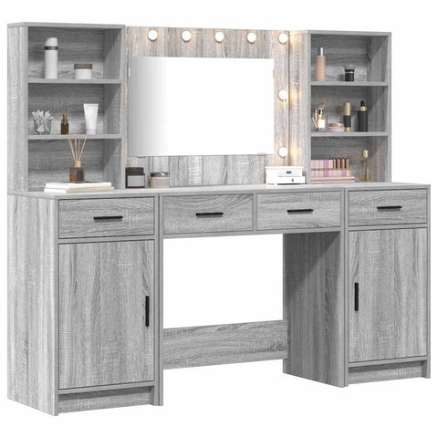 vidaXL Dressing Table Set 3 pcs Grey sonoma 78.5 x 41 x 135 cm