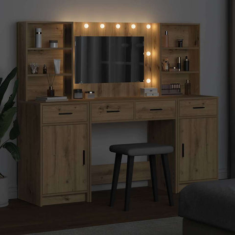 vidaXL Dressing Table Set 3 pcs Artisan oak 78.5 x 41 x 135 cm