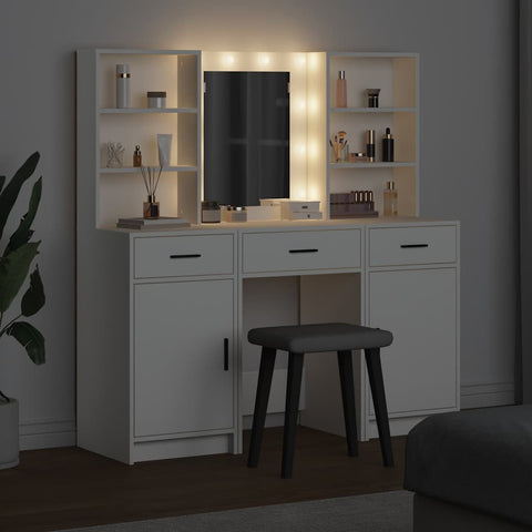 vidaXL Dressing Table Set 3 pcs White 50 x 41 x 135 cm Engineered wood