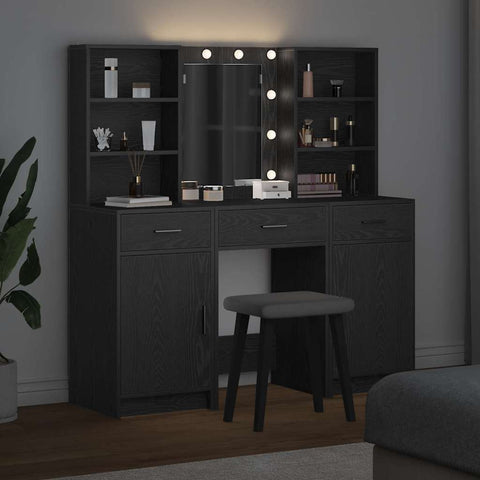 vidaXL Dressing Table Set with Drawer 3 pcs Black oak 50 x 41 x 135 cm