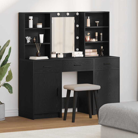vidaXL Dressing Table Set with Drawer 3 pcs Black oak 50 x 41 x 135 cm