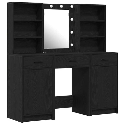 vidaXL Dressing Table Set with Drawer 3 pcs Black oak 50 x 41 x 135 cm