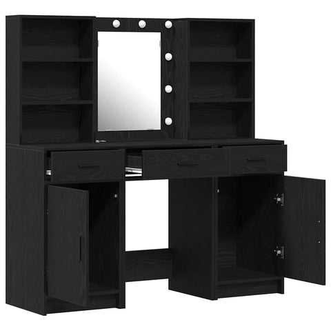 vidaXL Dressing Table Set with Drawer 3 pcs Black oak 50 x 41 x 135 cm