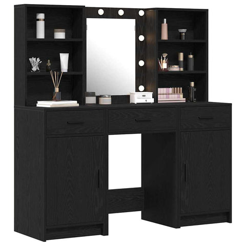 vidaXL Dressing Table Set with Drawer 3 pcs Black oak 50 x 41 x 135 cm