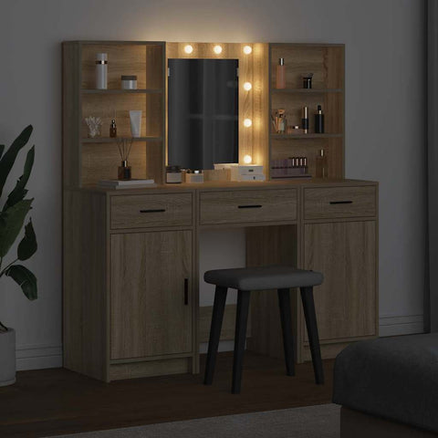 vidaXL Dressing Table Set with Shelf 3 pcs Sonoma Oak 50 x 41 x 135 cm