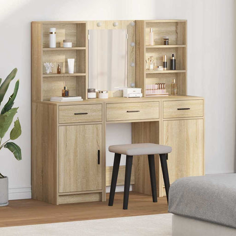 vidaXL Dressing Table Set with Shelf 3 pcs Sonoma Oak 50 x 41 x 135 cm
