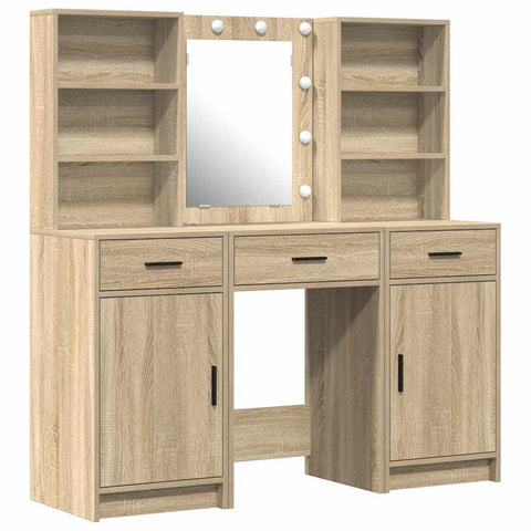 vidaXL Dressing Table Set with Shelf 3 pcs Sonoma Oak 50 x 41 x 135 cm