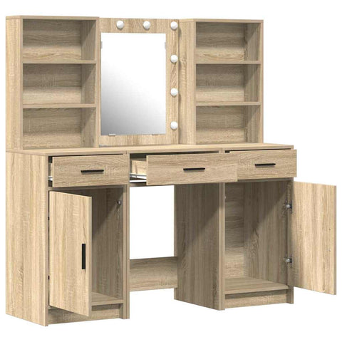 vidaXL Dressing Table Set with Shelf 3 pcs Sonoma Oak 50 x 41 x 135 cm