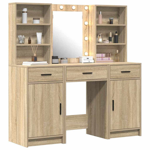 vidaXL Dressing Table Set with Shelf 3 pcs Sonoma Oak 50 x 41 x 135 cm